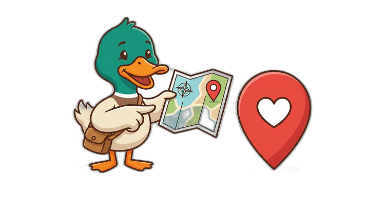Duck exploring with a map